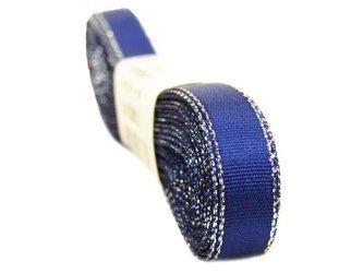 Wstążka 9mm tafta granatowo-srebrna