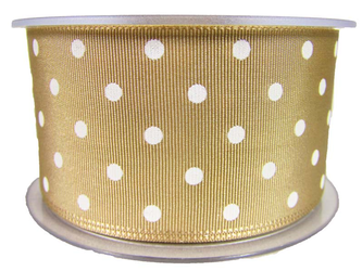 Wstążka 48mm ryps dwustronna KROPECZKA beż