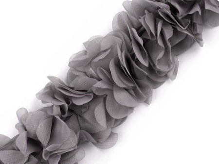 Taśma 5cm ozdobna KWIAT 3D popiel