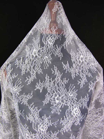 Koronka 140cm tiulowa podkład biała