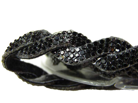 Taśma 10mm warkocz cyrkonia czarna