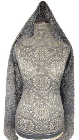 Koronka 140cm stabilna poliester popiel