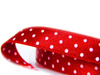 Wstążka 10mm atłas dwustronna DOTS czerwona