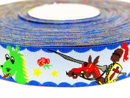 Taśma 16mm żakard BAJKA błękitna