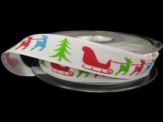 Wstążka 15mm tafta SLEIGH RIDES biała
