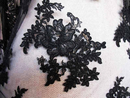 Koronka 140cm tiulowa haft koder czarna