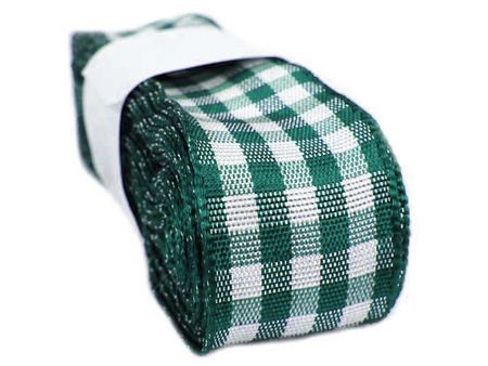 Wstążka 25mm kratka butelkowa zieleń