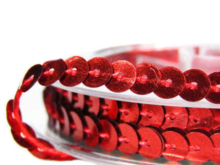 Taśma cekinowa 6mm czerwona