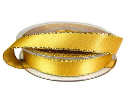 Wstążka 15mm atłas REXOR złota