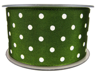 Wstążka 48mm ryps dwustronna KROPECZKA khaki