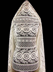 Koronka 145cm tiulowa haft ivory