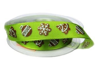 Wstążka 16mm tafta Winter Fantasy zielona