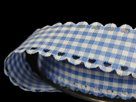 Wstążka 15mm poly WYCINANKA PEPITO błękitna