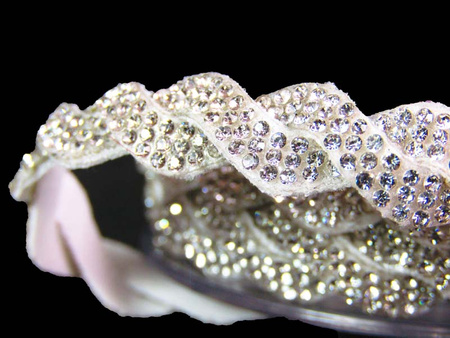 Taśma 10mm warkocz cyrkonia srebrna