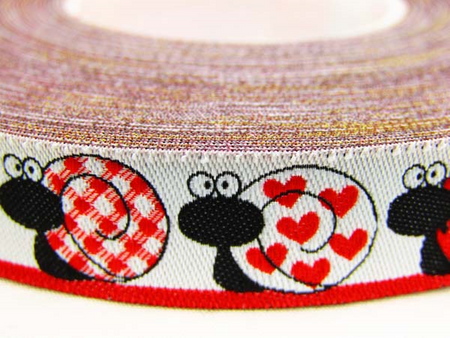 Taśma 15mm żakard ŚLIMACZEK biała