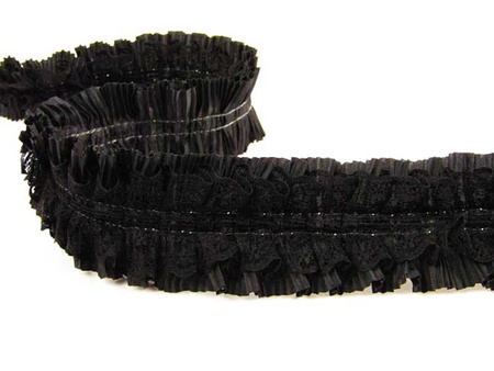 Taśma 5cm plisa koronka & tafta czarna