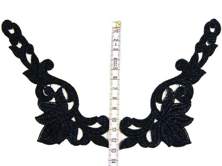 Dekolt gipiurowy czarny z brokatem