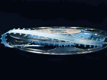 Wstążka 9mm atłas PICOT niebieska