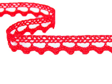 Koronka 0,9cm bawełniana żywo-czerwona