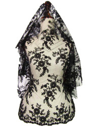 Koronka 135cm tiulowa z koderem czarna