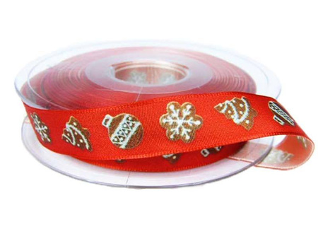 Wstążka 16mm tafta Winter Fantasy czerwona