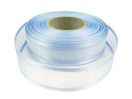 Wstążka 25mm organtyna LAMÓWKA błękitna