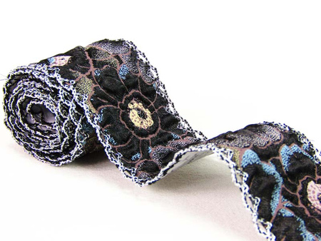 Taśma 4cm ozdobna atłasowa czarna