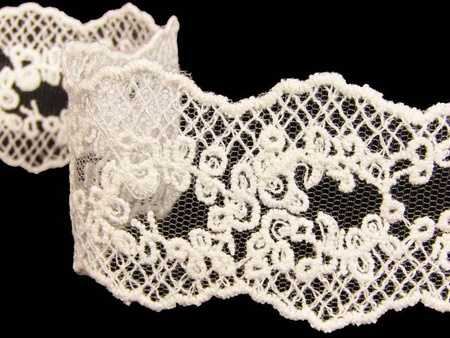 Wstawka 4,5cm tiulowa bawełna ivory