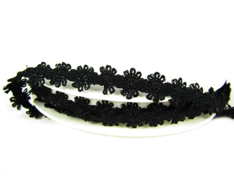 Taśma 12mm elastyczna FLOWER czarna