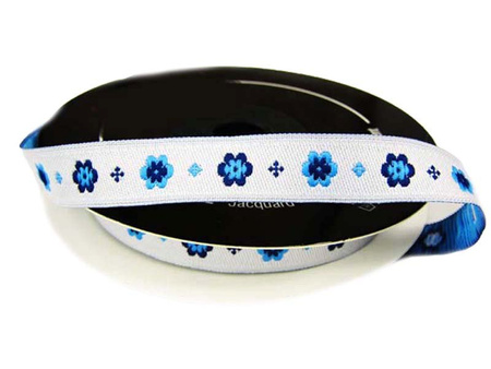 Taśma 11mm żakard STOKROTKA granatowa