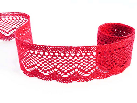 Koronka 5,5cm bawełniana czerwona malina