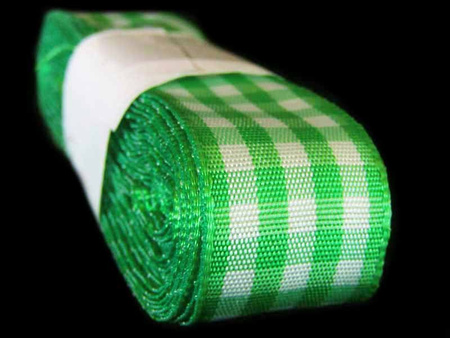 Wstążka 25mm kratka zielona