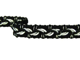 Taśma 1cm ozdobna pleciona czarno-srebrna