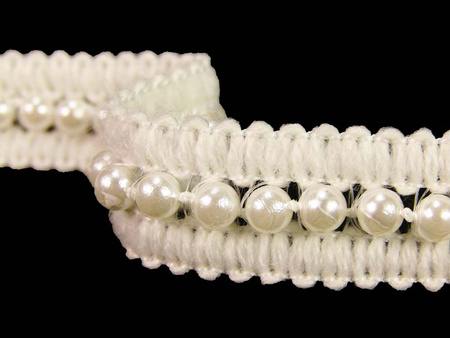 Taśma 15mm ozdobna z perłą ivory