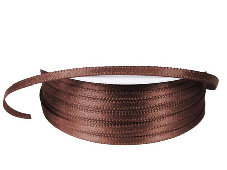 Wstążka 3mm atłas brąz ciemny