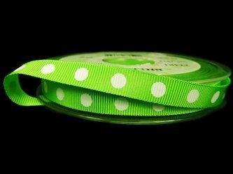 Wstążka 10mm ryps BIG DOTS pistacjowa