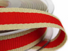 Taśma 15mm ryps OATMEAL STRIPE czerwona