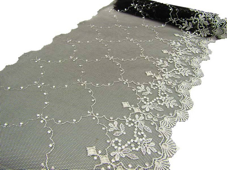 Koronka 19cm tiulowa czarno- biała