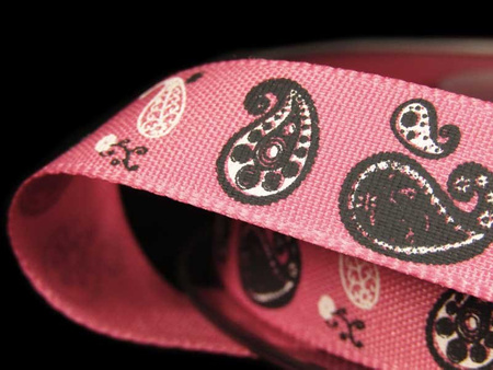 Wstążka 15mm tafta PAISLEY róż