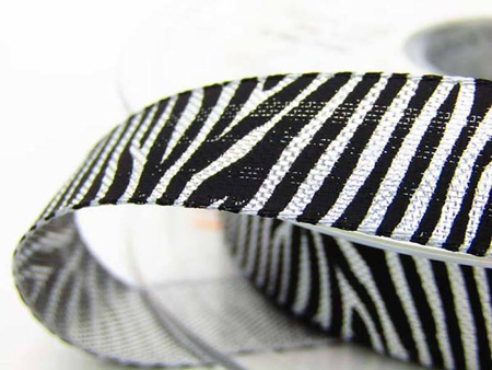 Wstążka 15mm lurex ZEBRA srebrna