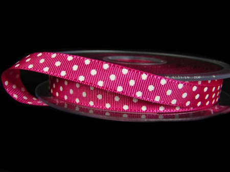 Wstążka 10mm ryps dwustronna KROPECZKA amarant