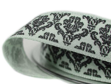Wstążka 15mm tafta BAROQUE zielona szałwia