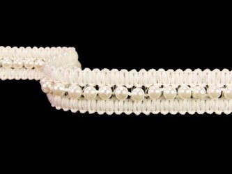 Taśma 15mm ozdobna z perłą ivory