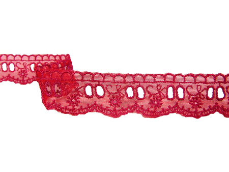 Koronka 2,8cm tiulowa czerwona malina