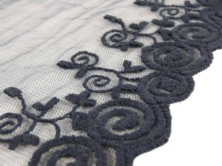 Koronka 10cm tiulowa grafit