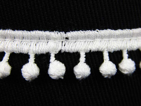 Taśma 1cm POMPONIK bawełna biała