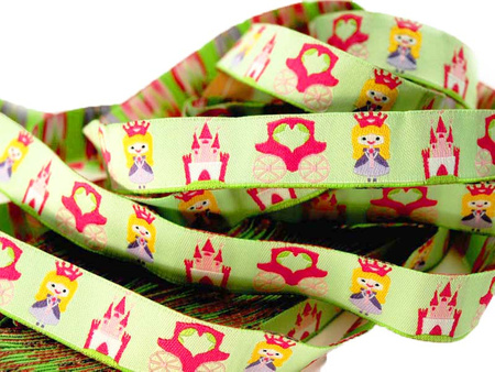 Taśma 16mm żakard KRÓLEWNA seledyn