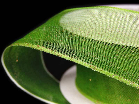 Wstążka 25mm organtyna BROKAT pistacja