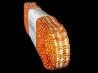 Wstążka 10mm kratka pomarańczowa