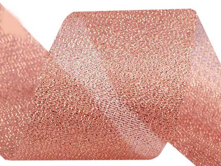 Wstążka 50mm lurex koralowa